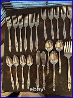 Vintage Oneida Community My Rose Stainless Flatware 51 Pieces