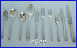 Vintage Oneida Community Silver Plate Stainless 80 pc Flatware Set Wood Case