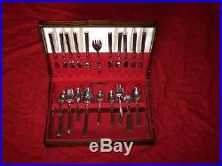Vintage Oneida DUET Spanish Rose Stainless Silverware Flatware 90pc Set with chest