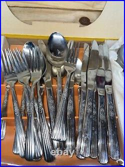 Vintage Oneida Fluted Rose Thor Stainless Flatware Silverware 49 pcs USA Made