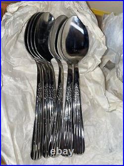 Vintage Oneida Fluted Rose Thor Stainless Flatware Silverware 49 pcs USA Made