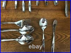 Vintage Oneida MY ROSE service 12+extras Community Stainless Flatware excellent