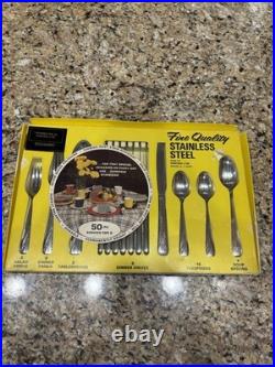Vintage Oneida Oceanic 50 Pc Set Of Stainless Steel Flatware 8 Place Setting