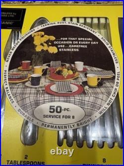 Vintage Oneida Oceanic 50 Pc Set Of Stainless Steel Flatware 8 Place Setting