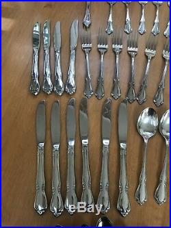 Vintage Oneida Oneidacraft Chateau Deluxe Stainless 62 Piece USA 10 + Serving