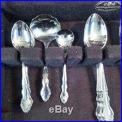 Vintage Oneida Silver Stainless Dover Flatware 60 pc Set for 8 with Hostess Pieces