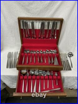 Vintage Over 130 pc Lot Oneida Community VIA ROMA Stainless Flatware with Case