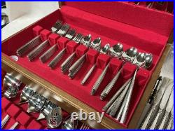 Vintage Over 130 pc Lot Oneida Community VIA ROMA Stainless Flatware with Case