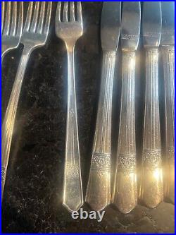 Vintage Rustic Stainless Flatware Set By Oneida = Simeon L George H Rogers Compa