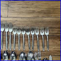 Vintage Set Of 47 Oneida Early Sand Dune Stainless Groove Down Side