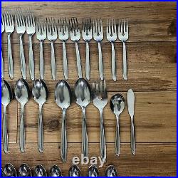 Vintage Set Of 47 Oneida Early Sand Dune Stainless Groove Down Side