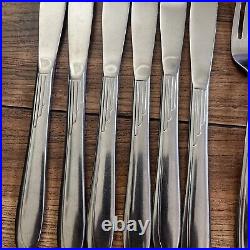 Vintage Set Of 47 Oneida Early Sand Dune Stainless Groove Down Side