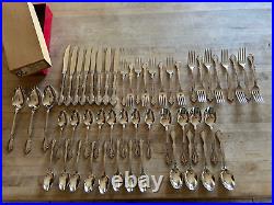 Vtg ONEIDA STAINLESS CANTATA GLOSSY 51 PC SET (for 8) Flatware VG++++ withBox