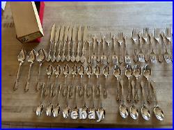 Vtg ONEIDA STAINLESS CANTATA GLOSSY 51 PC SET (for 8) Flatware VG++++ withBox