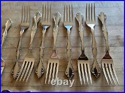 Vtg ONEIDA STAINLESS CANTATA GLOSSY 51 PC SET (for 8) Flatware VG++++ withBox