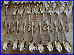 Vtg ONEIDA STAINLESS CANTATA GLOSSY 51 PC SET (for 8) Flatware VG++++ withBox