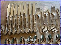 Vtg ONEIDA STAINLESS CANTATA GLOSSY 51 PC SET (for 8) Flatware VG++++ withBox