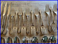 Vtg ONEIDA STAINLESS CANTATA GLOSSY 51 PC SET (for 8) Flatware VG++++ withBox