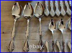 Vtg ONEIDA STAINLESS CANTATA GLOSSY 51 PC SET (for 8) Flatware VG++++ withBox