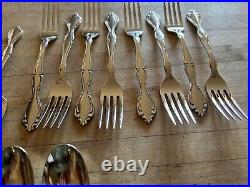 Vtg ONEIDA STAINLESS CANTATA GLOSSY 51 PC SET (for 8) Flatware VG++++ withBox