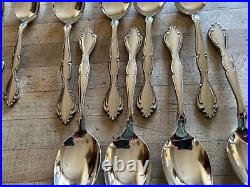 Vtg ONEIDA STAINLESS CANTATA GLOSSY 51 PC SET (for 8) Flatware VG++++ withBox