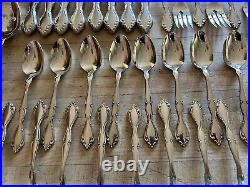 Vtg ONEIDA STAINLESS CANTATA GLOSSY 51 PC SET (for 8) Flatware VG++++ withBox