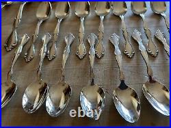 Vtg ONEIDA STAINLESS CANTATA GLOSSY 51 PC SET (for 8) Flatware VG++++ withBox