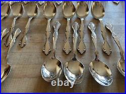 Vtg ONEIDA STAINLESS CANTATA GLOSSY 51 PC SET (for 8) Flatware VG++++ withBox