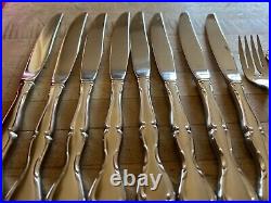 Vtg ONEIDA STAINLESS CANTATA GLOSSY 51 PC SET (for 8) Flatware VG++++ withBox