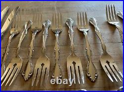 Vtg ONEIDA STAINLESS CANTATA GLOSSY 51 PC SET (for 8) Flatware VG++++ withBox