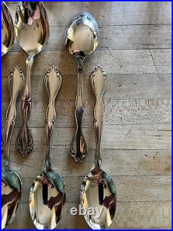 Vtg ONEIDA STAINLESS CANTATA GLOSSY 51 PC SET (for 8) Flatware VG++++ withBox