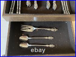 Vtg Oneida MONTE CARLO Deluxe Stainless Flatware 37 Pc Plus Wooden Box W Drawer