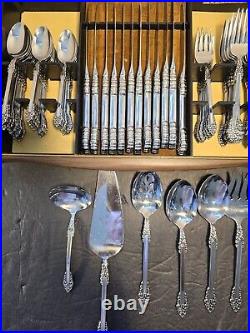 Vtg Oneida Rembrandt Cube Stainless Flatware Set Of 74 In Original Tray