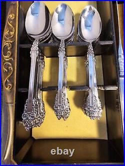 Vtg Oneida Rembrandt Cube Stainless Flatware Set Of 74 In Original Tray