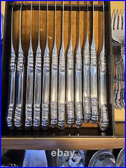 Vtg Oneida Rembrandt Cube Stainless Flatware Set Of 74 In Original Tray