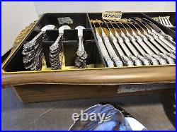 Vtg Oneida Rembrandt Cube Stainless Flatware Set Of 74 In Original Tray