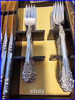 Vtg Oneida Rembrandt Cube Stainless Flatware Set Of 74 In Original Tray