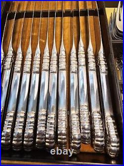 Vtg Oneida Rembrandt Cube Stainless Flatware Set Of 74 In Original Tray