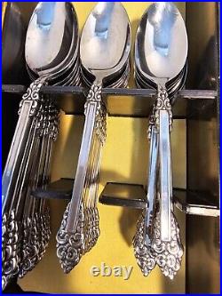 Vtg Oneida Rembrandt Cube Stainless Flatware Set Of 74 In Original Tray