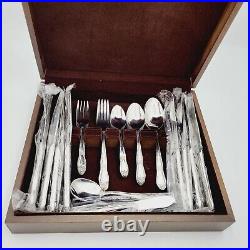 Vtg Oneida Stainless Fenway Daydream Wm A Rogers Flatware 44 Pcs Set 8 WithChest