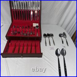 Vtg Oneida Thor FLUTED ROSE Stainless Steel Flatware 79 Pc+ Case & More! Read