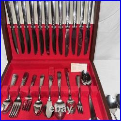 Vtg Oneida Thor FLUTED ROSE Stainless Steel Flatware 79 Pc+ Case & More! Read