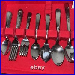 Vtg Oneida Thor FLUTED ROSE Stainless Steel Flatware 79 Pc+ Case & More! Read