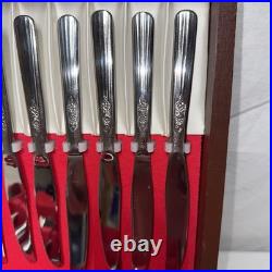 Vtg Oneida Thor FLUTED ROSE Stainless Steel Flatware 79 Pc+ Case & More! Read