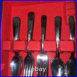 Vtg Oneida Thor FLUTED ROSE Stainless Steel Flatware 79 Pc+ Case & More! Read