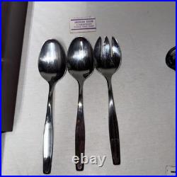 Vtg Oneida Thor FLUTED ROSE Stainless Steel Flatware 79 Pc+ Case & More! Read